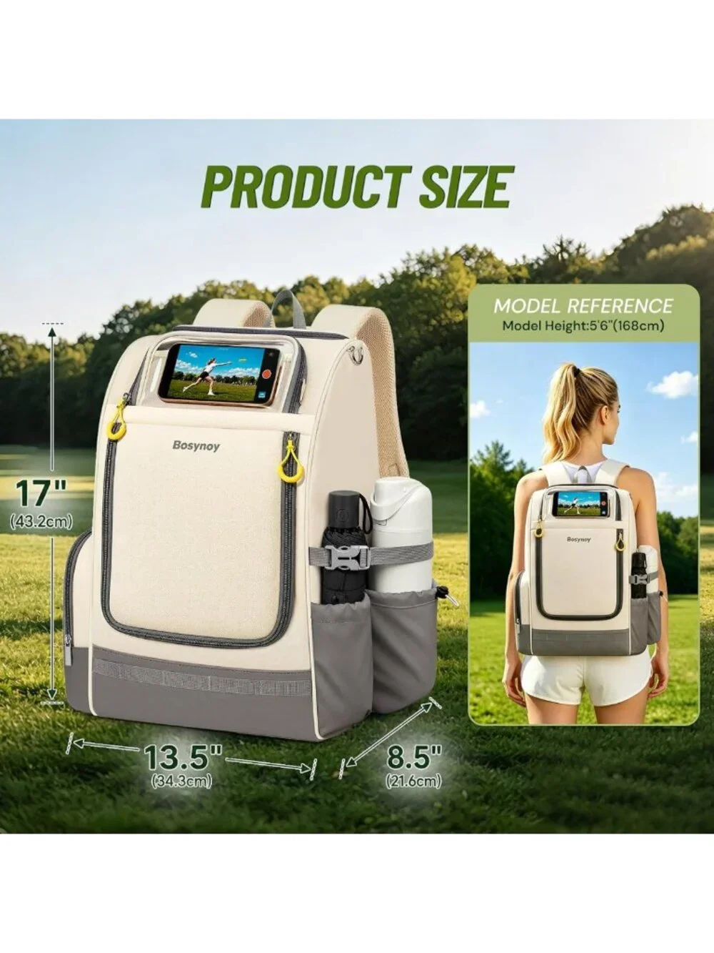 Stylish Disc Golf Backpack with Clear Phone Holder & Insulated Pocket, 20+ Discs